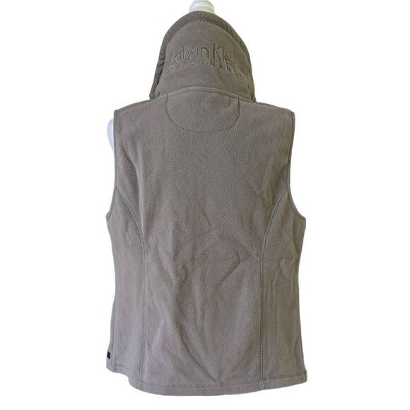 Calvin Klein Performance Women Tan Brown Full Zip Fleece Vest Pockets Size L - Picture 7 of 9